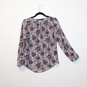 Zara Basic Red Blue Floral Blouse Size XS Paisley